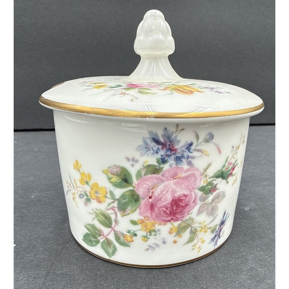 Vtg Royal Doulton Jelly Jar Mustard Honey Pot Lid Floral No Spoon